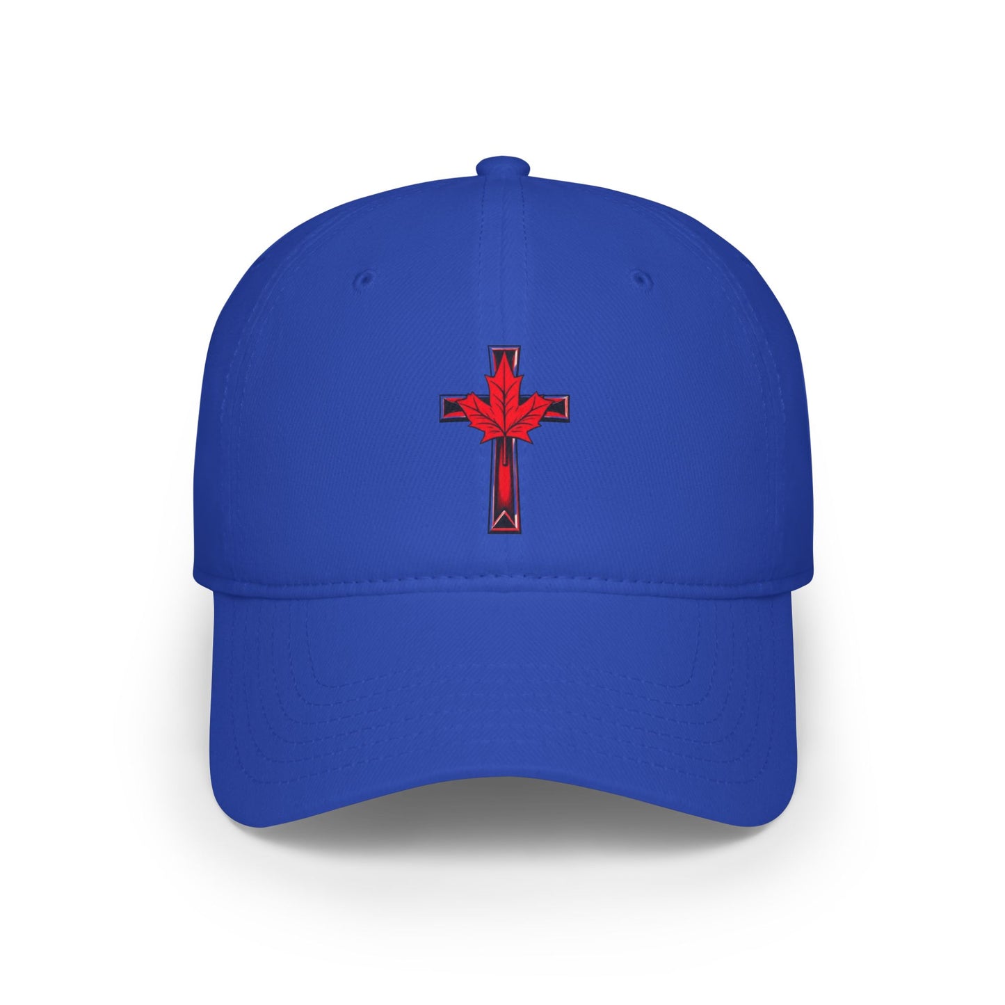 Canadian Cross Low Profile Baseball Cap – Christian Maple Leaf Hat for Faith & Country