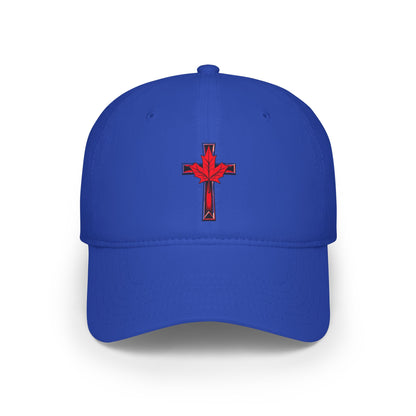 Canadian Cross Low Profile Baseball Cap – Christian Maple Leaf Hat for Faith & Country