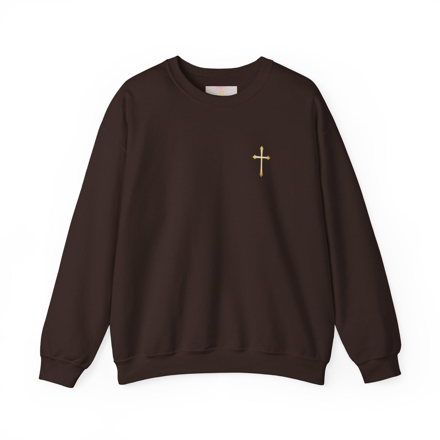 Men’s Elegance w/ Gold Cross Sweatshirt – Subtle Christian Faith Apparel