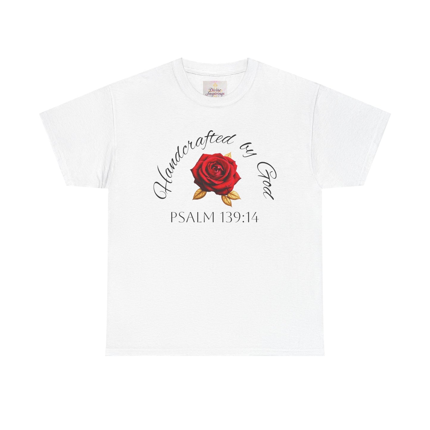 Handcrafted by God (Rose) - Woman's Christian T-Shirt (Dark Lettering)