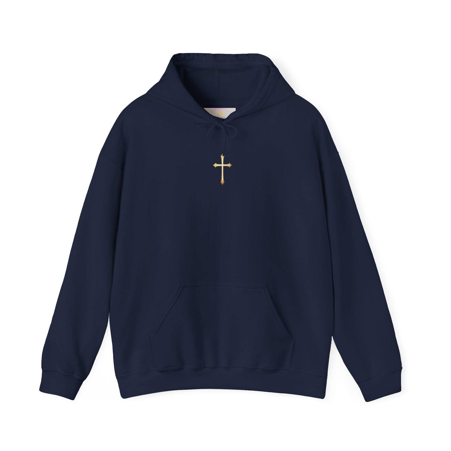 Women’s Gold Cross Hoodie – Christian Faith Hoodie with Front & Back Design