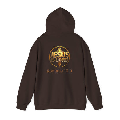 Jesus is Lord - Men's Christian Hoodie with Golden Cross