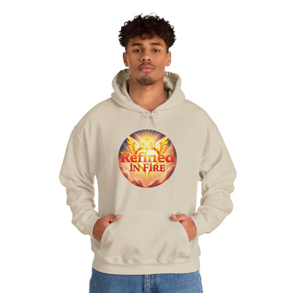“Refined in Fire” Christian Hoodie – Bold Flame Design Faith Pullover