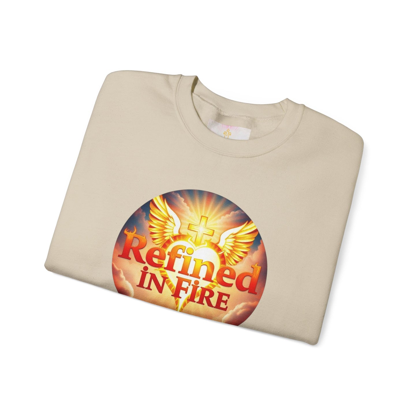 Men’s “Refined in Fire” Christian Sweatshirt – Bold Flame Design Pullover