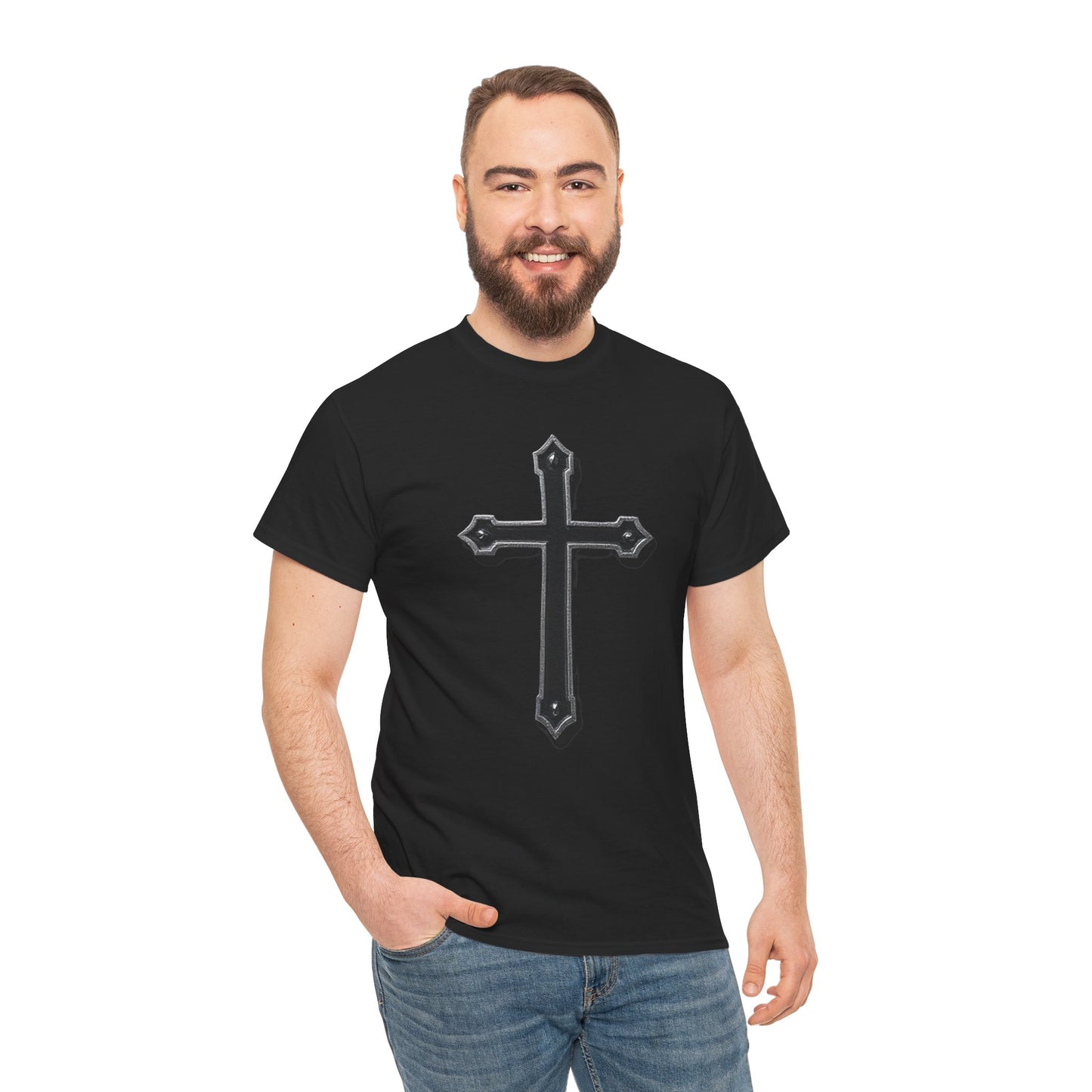 Warrior’s Cross Men’s Christian T-Shirt – Black Cross | Ephesians 6:11