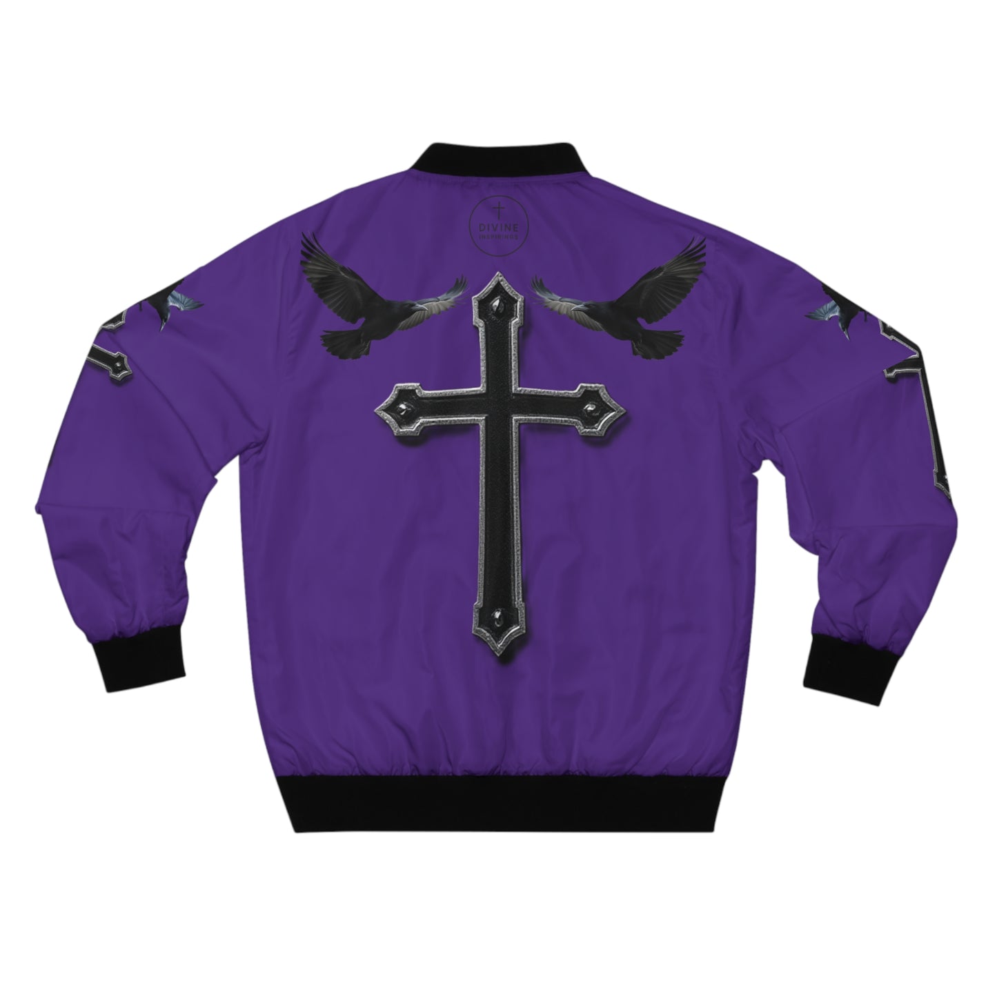Faithful Guardians – Cross & Crows Men’s Bomber Jacket in Purple