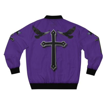 Faithful Guardians – Cross & Crows Men’s Bomber Jacket in Purple