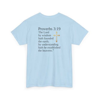 Wisdom in the Atom – Men’s Spiritual T-Shirt (Black Text)