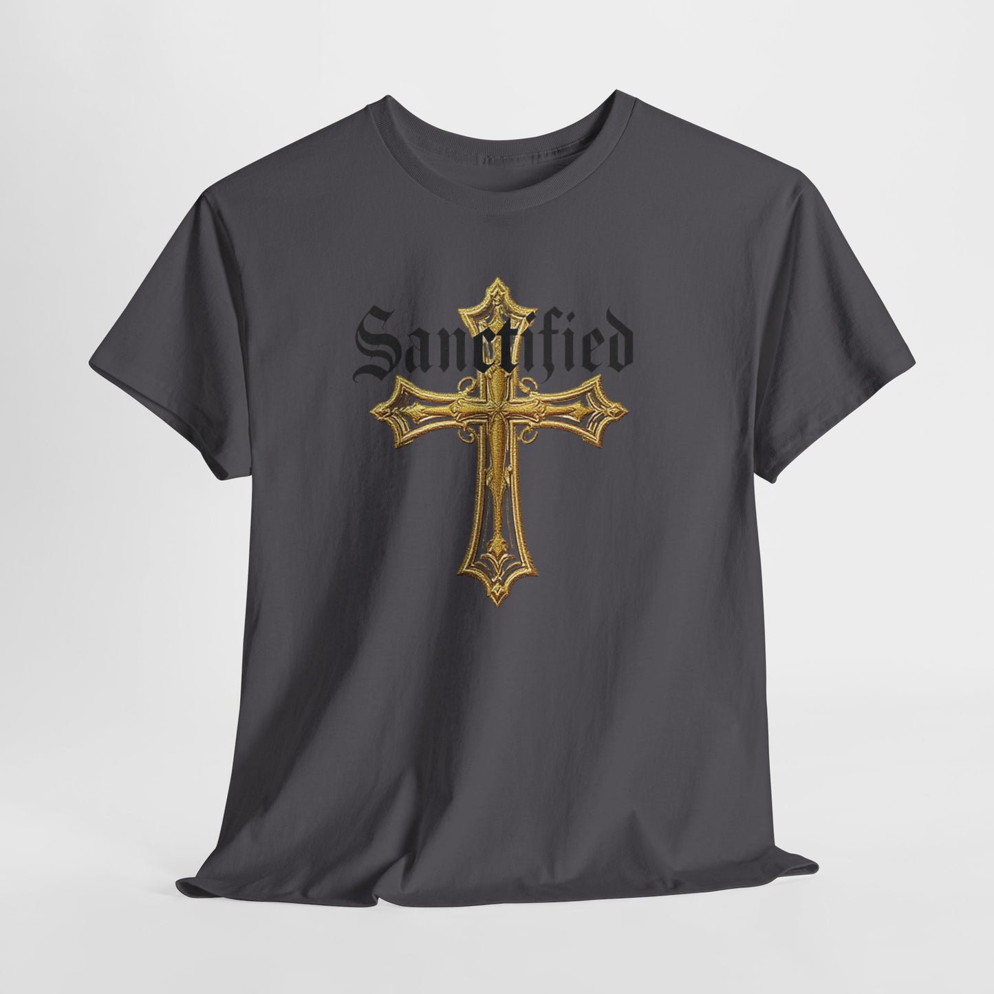 Sanctified Men's Gothic Cross T-Shirt – Faith in Bold Elegance