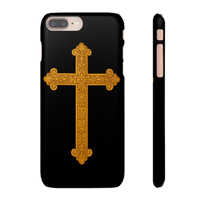 Black iPhone Snap Case – Gold Cross Design