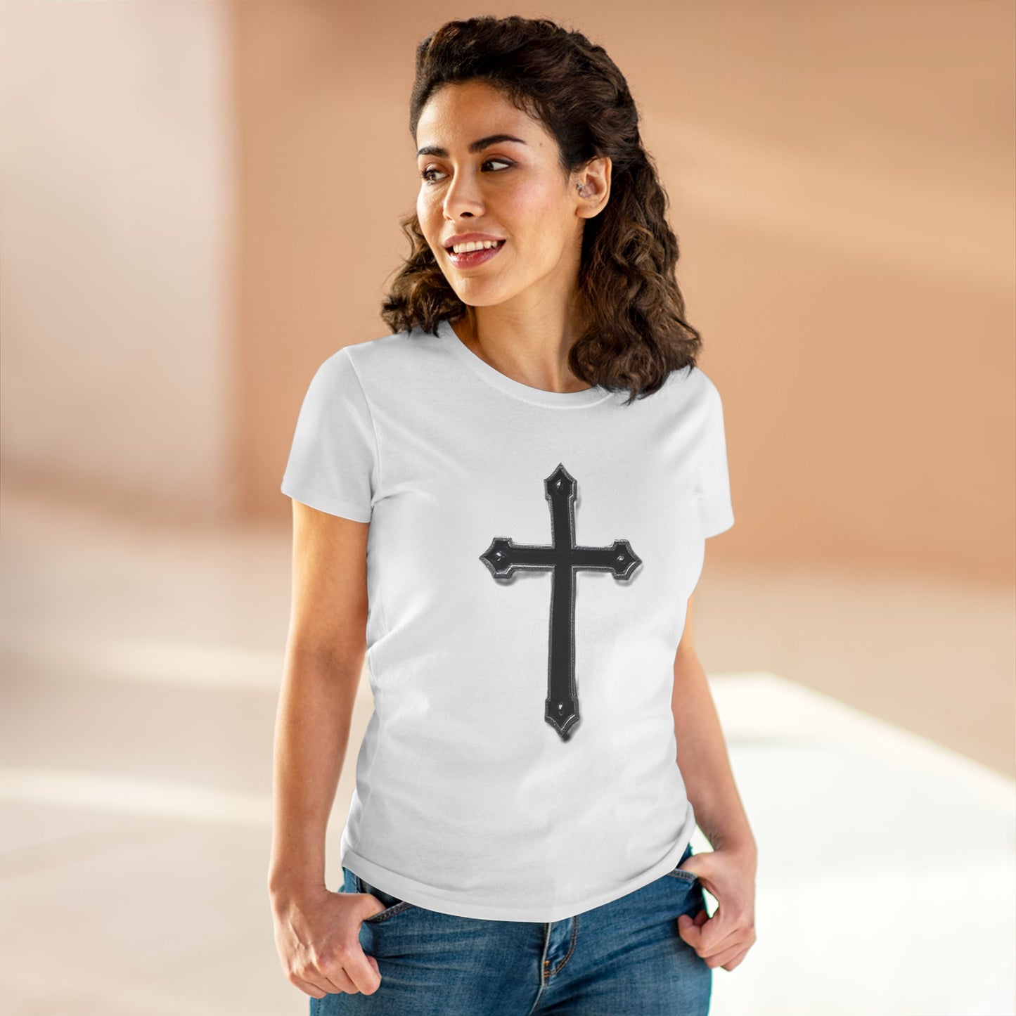 Warrior’s Black Cross Women’s Christian T-Shirt | Ephesians 6:11