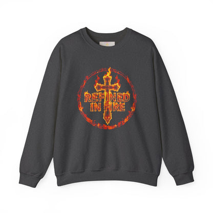 Men’s “Refined in Fire” Christian Sweatshirt – Bold Flame Design Pullover
