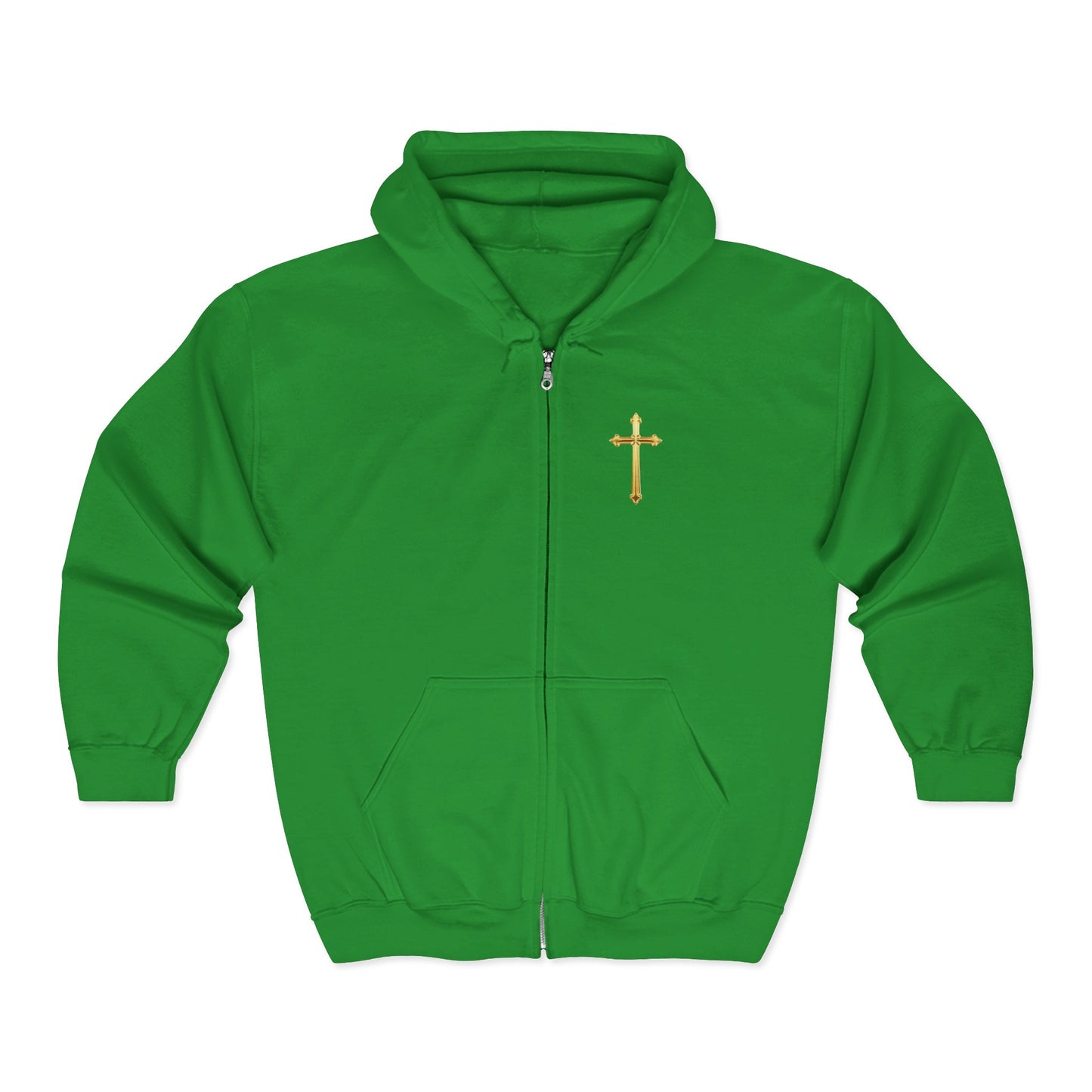 Golden Grace Women's Zip-Up Hoodie with Gold Cross Design