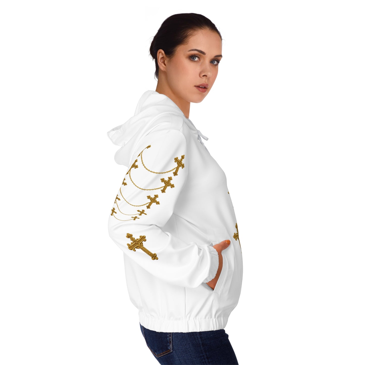 Golden Covenant Zip-Up Hoodie in White - Christian Apparel
