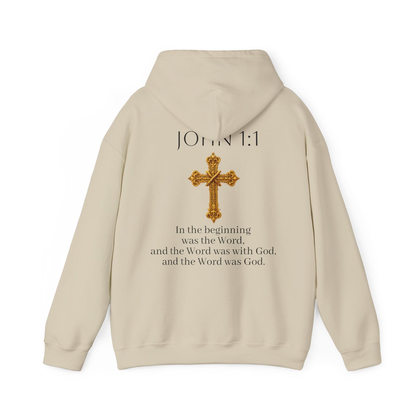“The Word Eternal” – Women’s Christian Hoodie with Bold Dark Lettering (John 1:1)