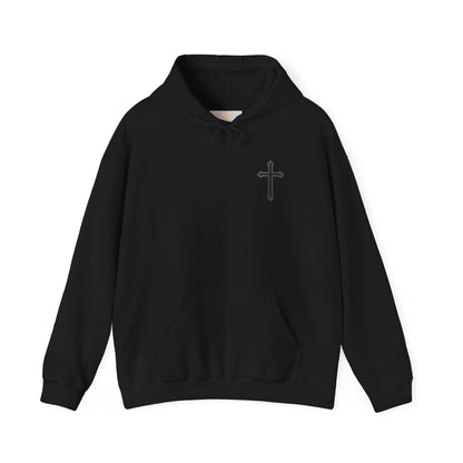 Warrior’s Black Cross Men’s Hoodie – Front & Back Christian Apparel | Ephesians 6:11