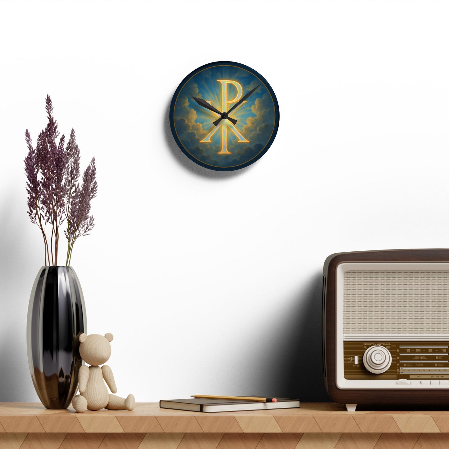 Chi Rho Sky Wall Clock – Timeless Christian Faith Decor