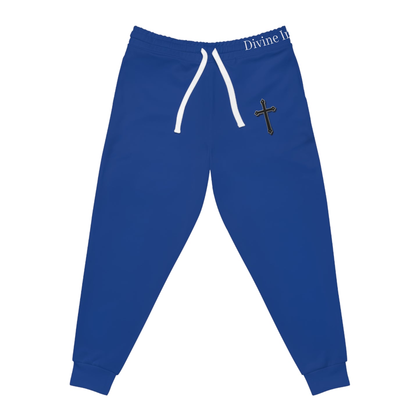 Men’s Black Cross Jogger Pants in Blue – Faith-Inspired Comfort & Everyday Style