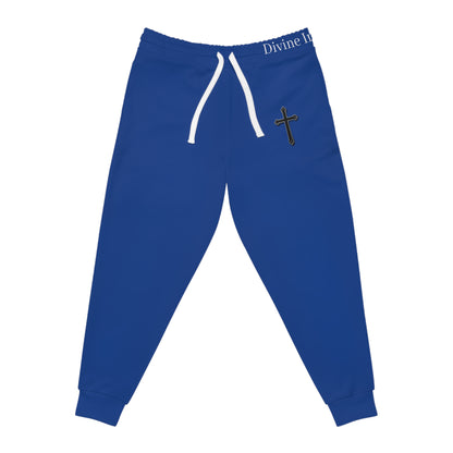 Men’s Black Cross Jogger Pants in Blue – Faith-Inspired Comfort & Everyday Style
