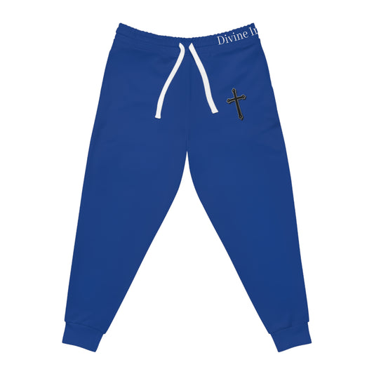 Men’s Black Cross Jogger Pants in Blue – Faith-Inspired Comfort & Everyday Style