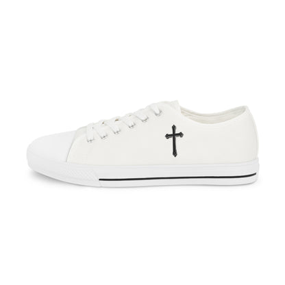 Faithful Stride – Men’s Low-Top Canvas Sneakers with Black Cross