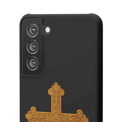 Black Samsung Snap Case – Gold Cross Design