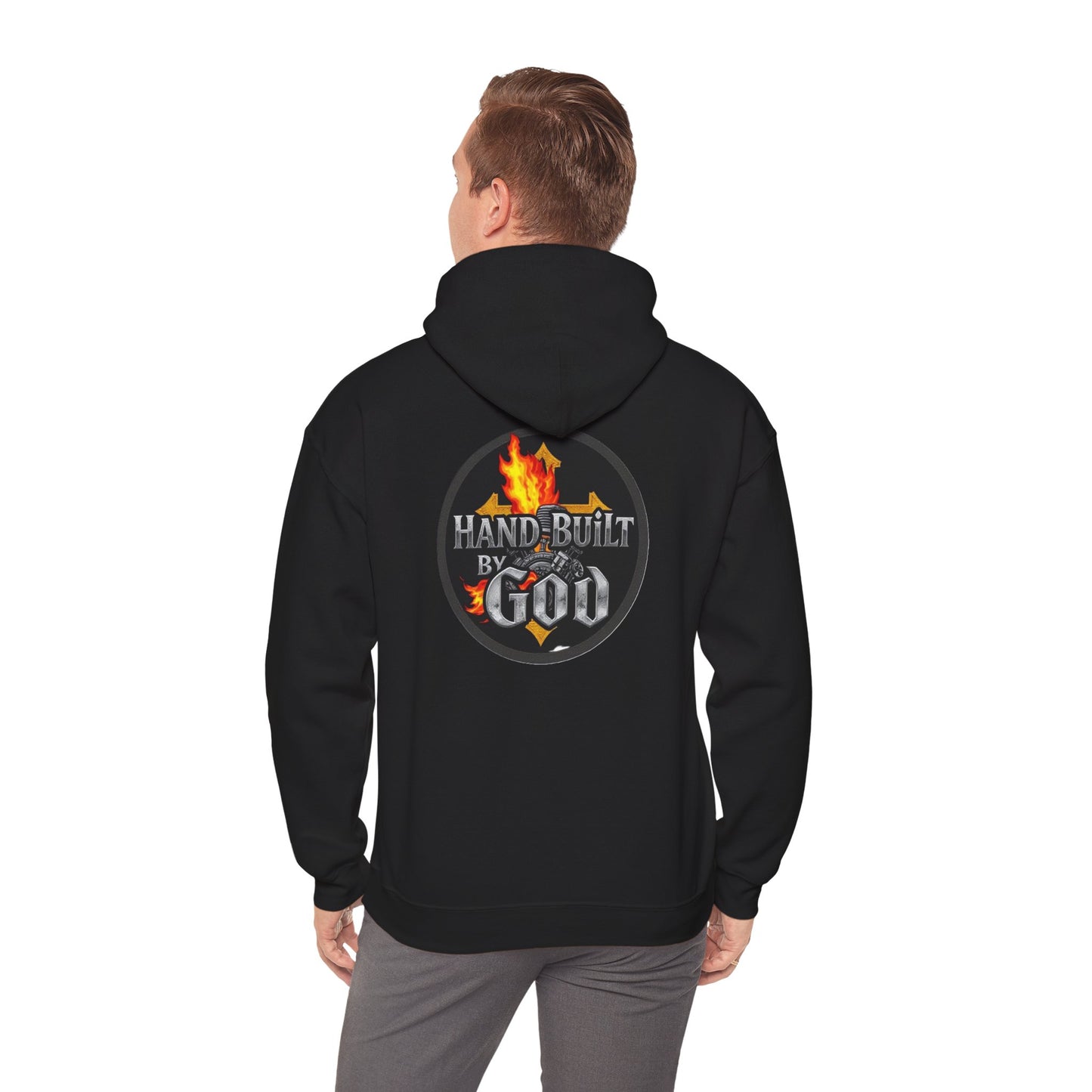 Hand Built By God - Bold Christian Men’s Hoodie