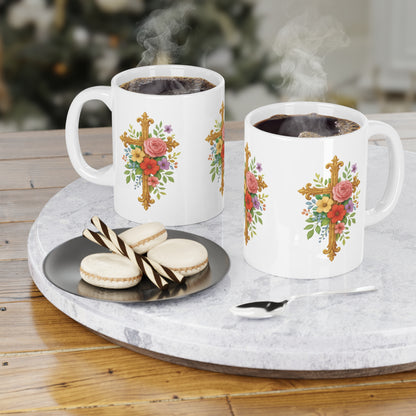 Floral Cross Inspiration Mug – Bloom in His Grace