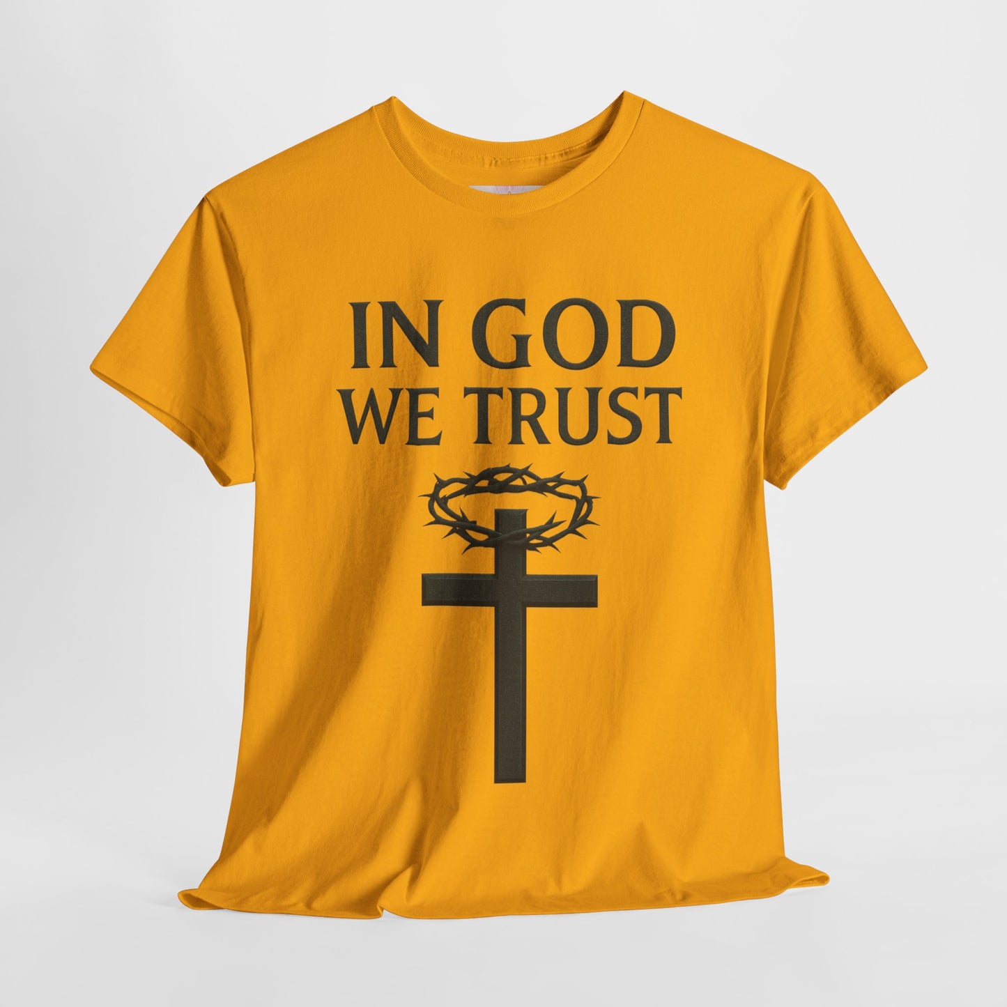In God We Trust – Men’s Christian Tee with Cross & Crown of Thorns