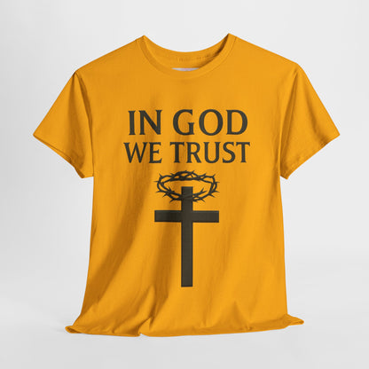 In God We Trust – Men’s Christian Tee with Cross & Crown of Thorns