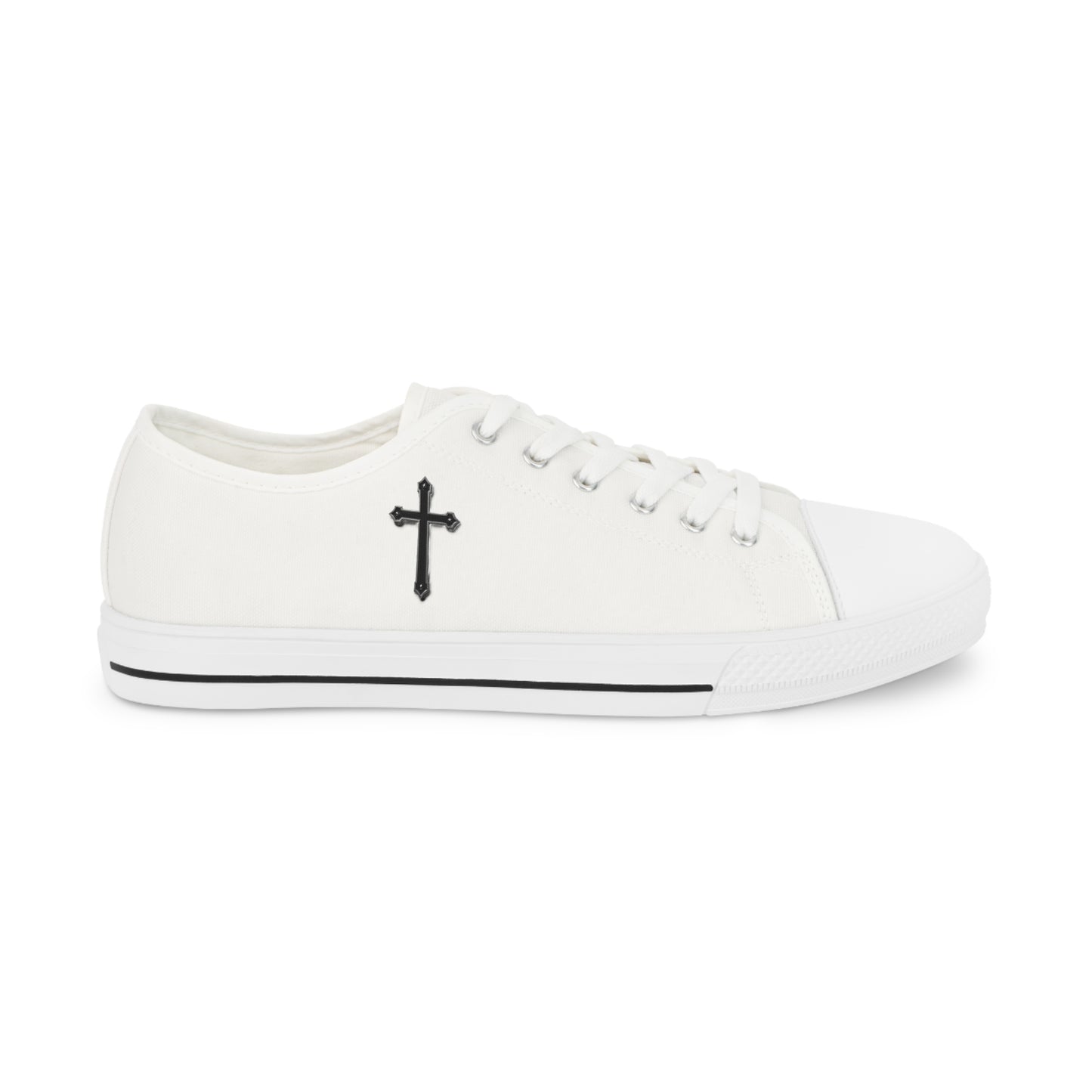 Faithful Stride – Men’s Low-Top Canvas Sneakers with Black Cross