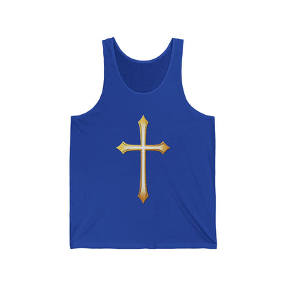 Men’s Gold Cross Tank Top – Bold Christian Faith Apparel