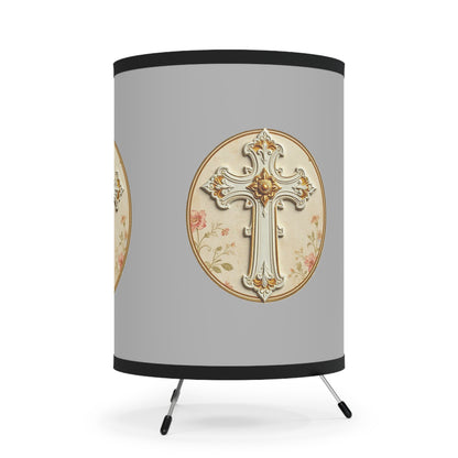 Pure Light – Ivory Cross Tripod Lamp for Faith-Filled Rooms