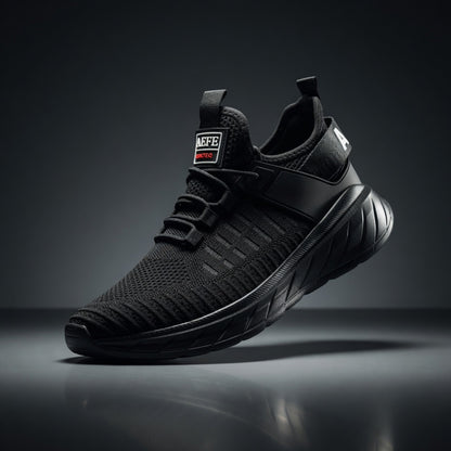 Black athletic shoe on a dark background