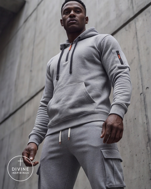 Chosen Warrior Men's Hooded Casual Sports Multi-Pocket Set