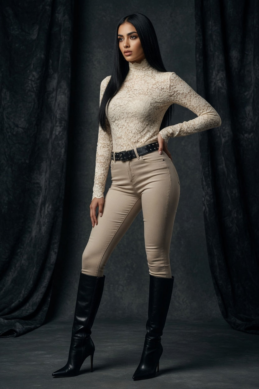 Graceful Lace High Collar Lace Shirt