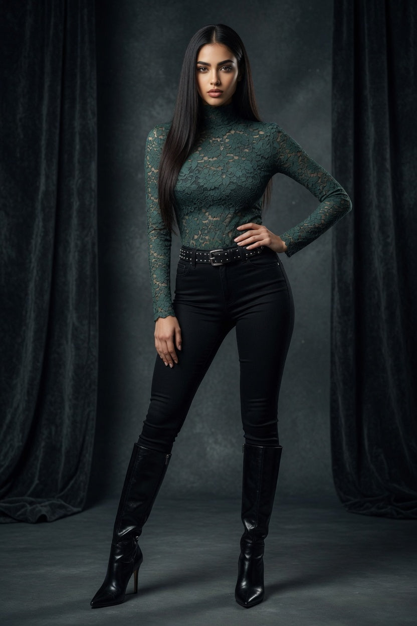 Graceful Lace High Collar Lace Shirt