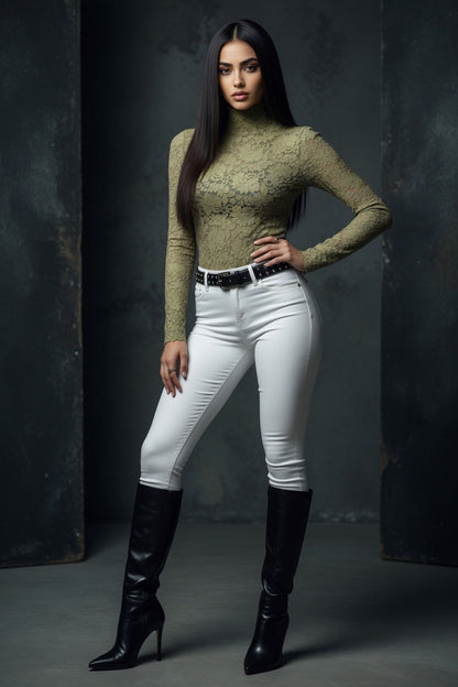 Graceful Lace High Collar Lace Shirt