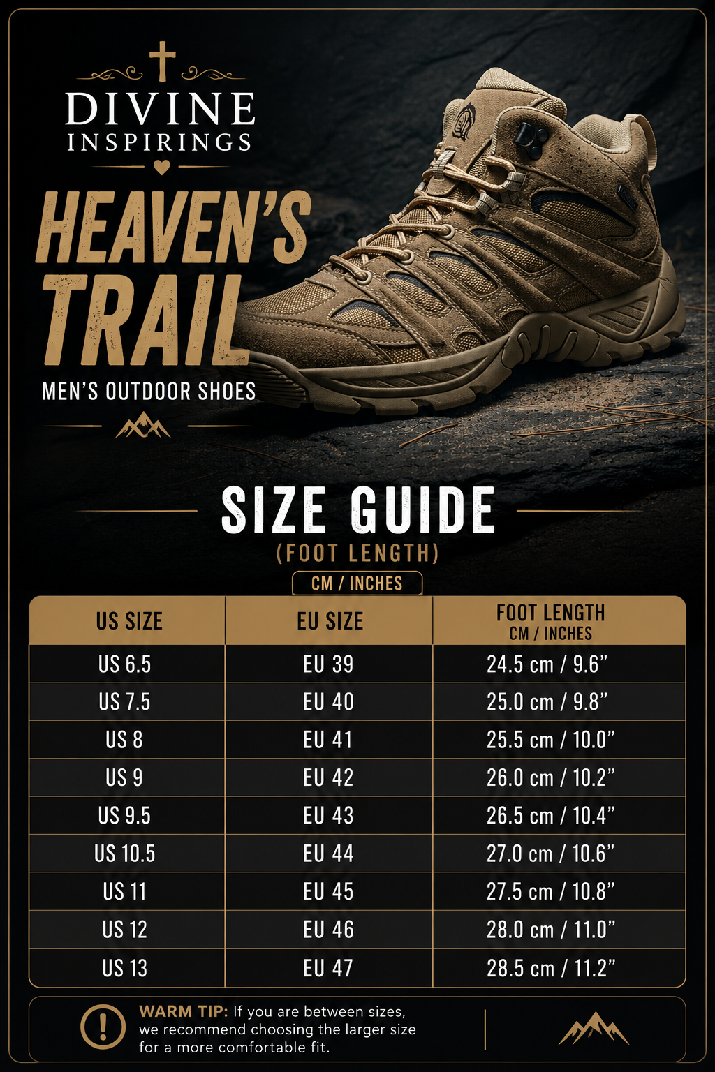Heaven Trail Sizing Chart