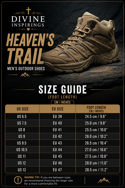 Heaven Trail Sizing Chart
