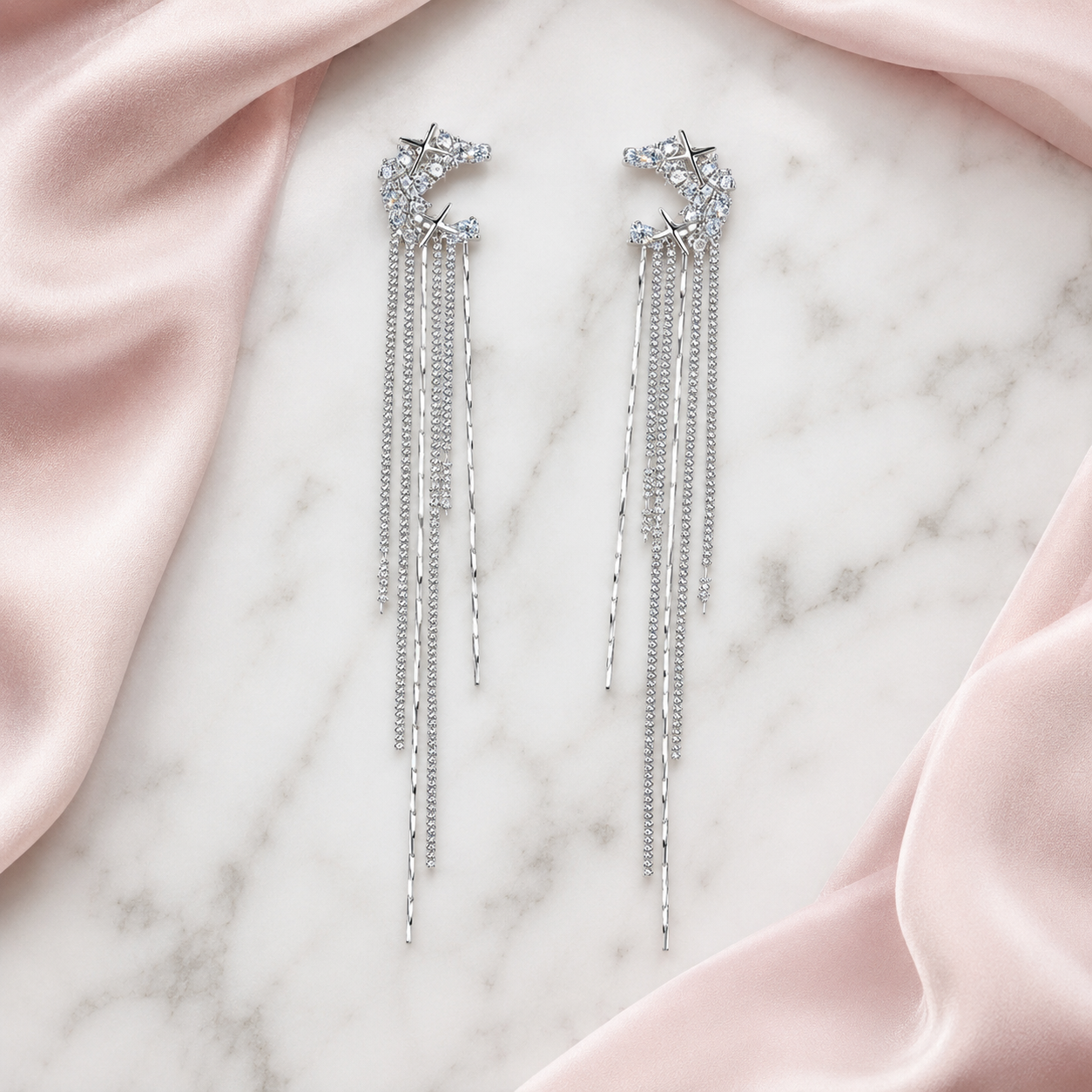 Rain of Grace Long Tassel Chain Earrings