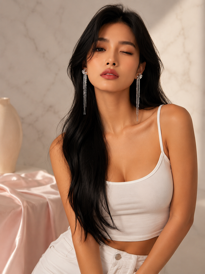 Rain of Grace Long Tassel Chain Earrings