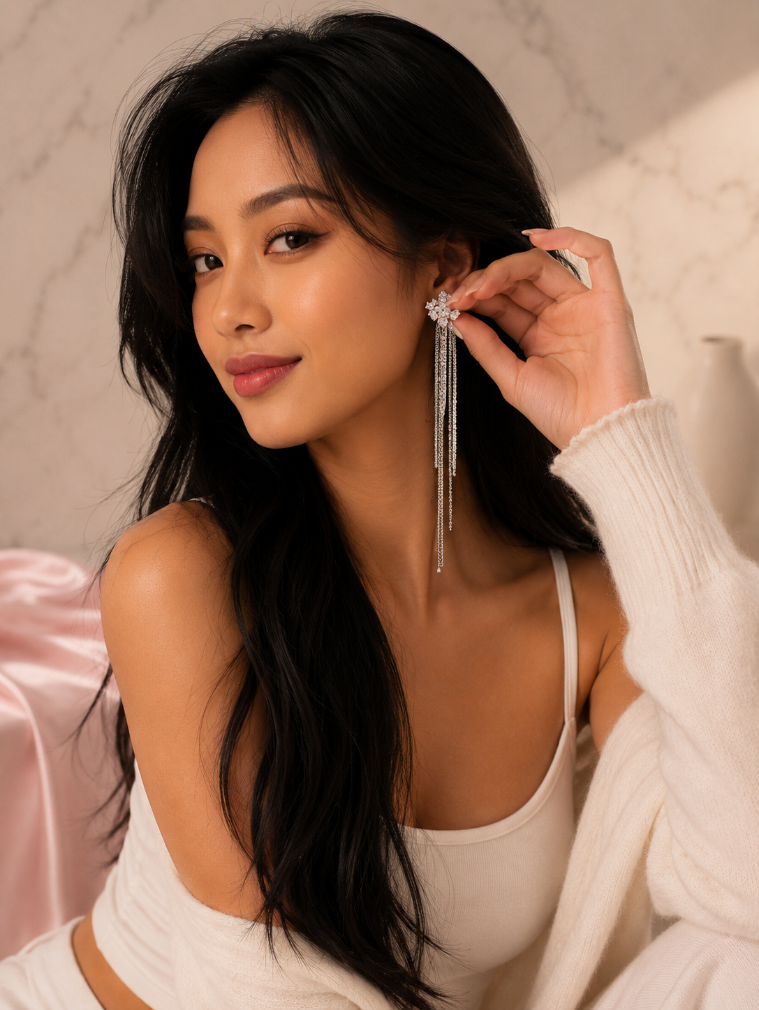 Rain of Grace Long Tassel Chain Earrings