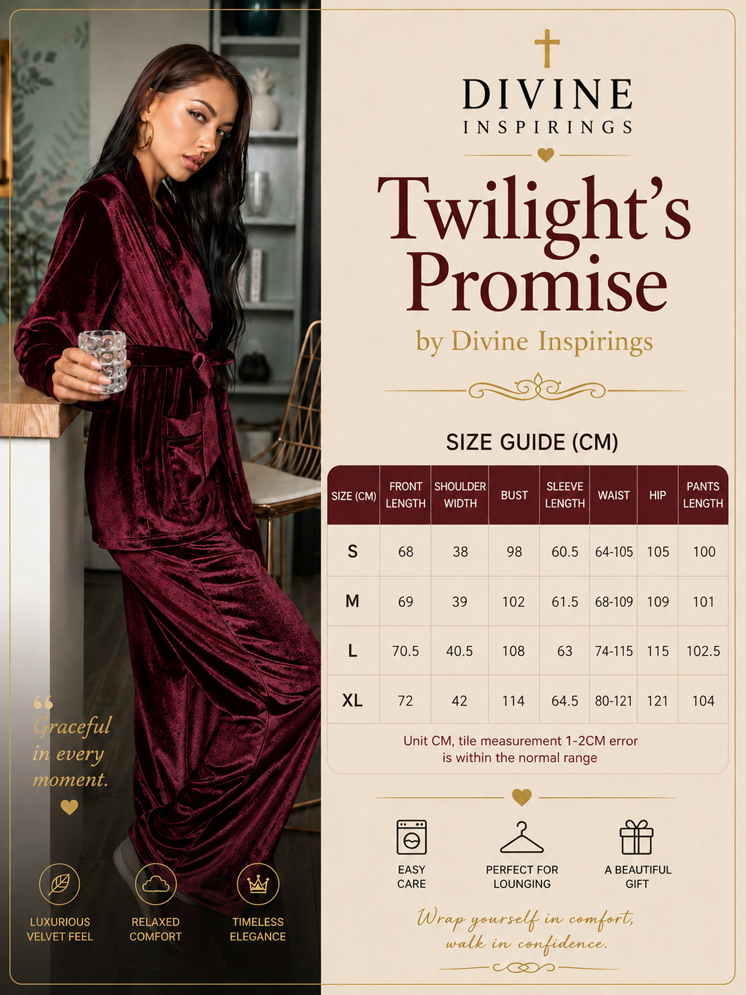 Sizing Chart for Twilight's Promise by Divine Inspirings