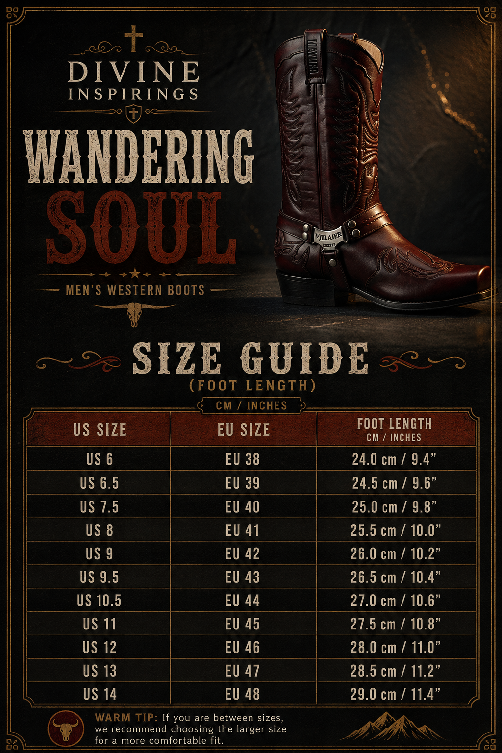 Wandering Soul Size Chart