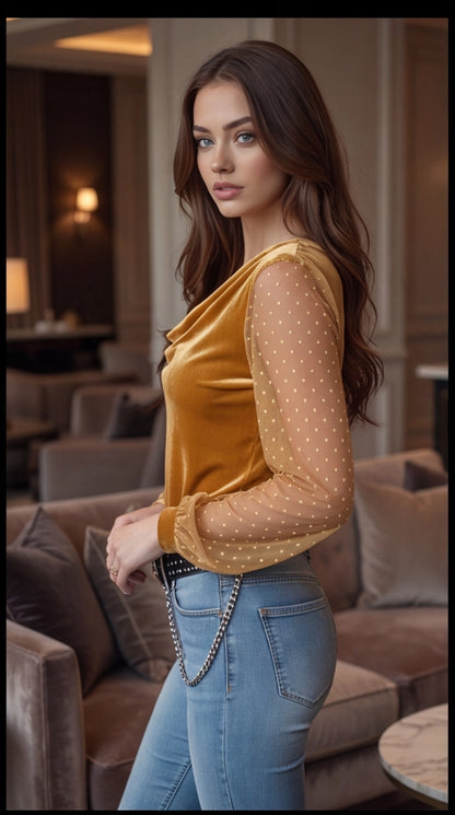 Graceful Embrace Long Sleeve Velvet Shirt