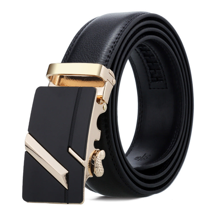 Black belt with a gold buckle on a white background