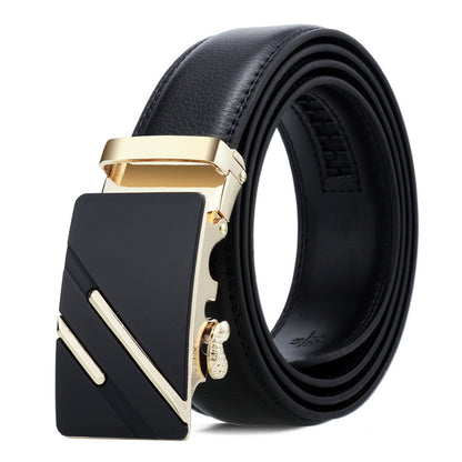 Black belt with a gold buckle on a white background